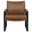 Pemberly Row Upholstered Faux Leather Track Arm Accent Chair in Brown