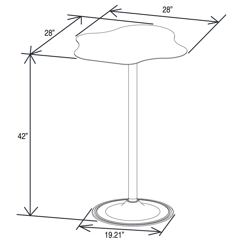 Pemberly Row Curved 29-inch Cloud-Shaped Bistro Bar Table in Black