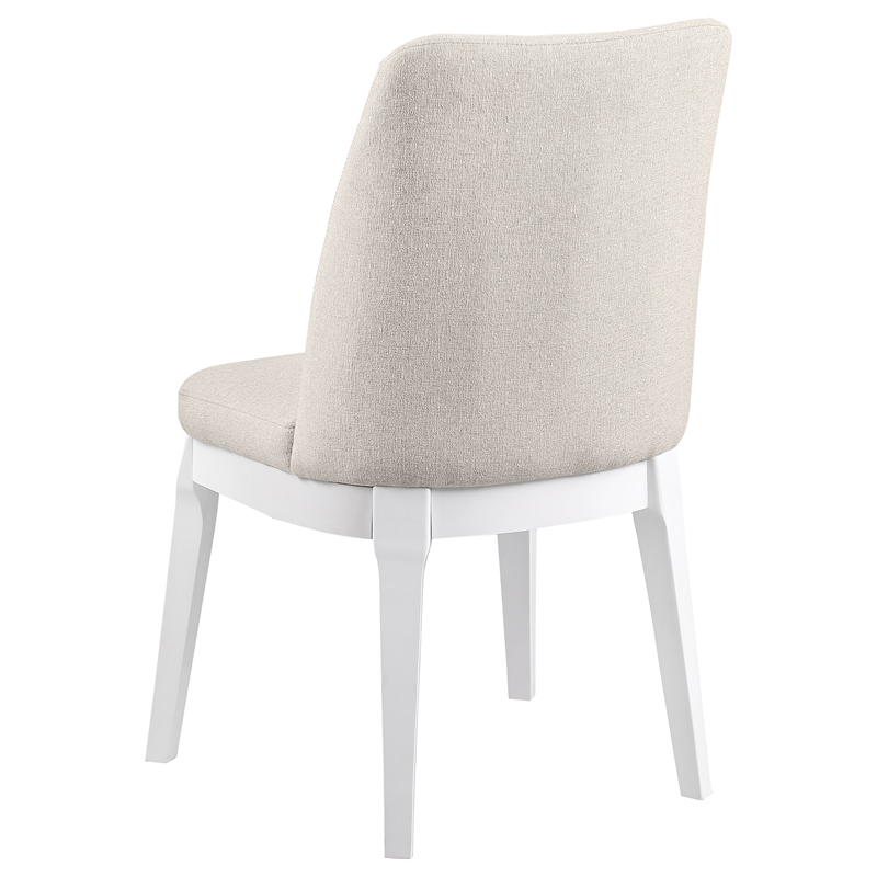 Pemberly Row Rubberwood Upholstered Dining Side Chair Set of 2 in Beige