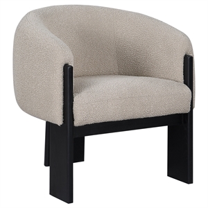 Pemberly Row Boucle Upholstered Barrel Back Accent Chair in Beige