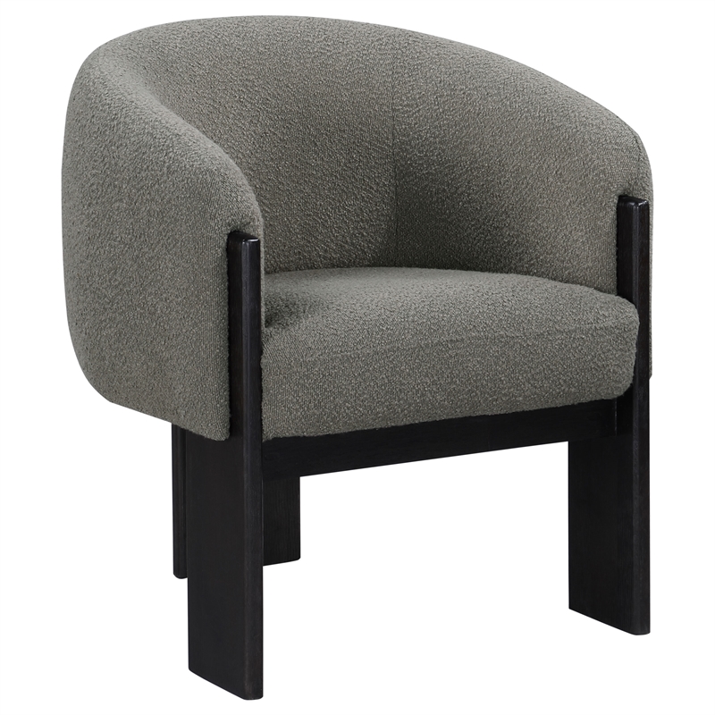 Pemberly Row Boucle Upholstered Barrel Back Accent Chair in Brown