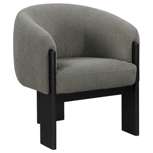 Pemberly Row Boucle Upholstered Barrel Back Accent Chair in Brown
