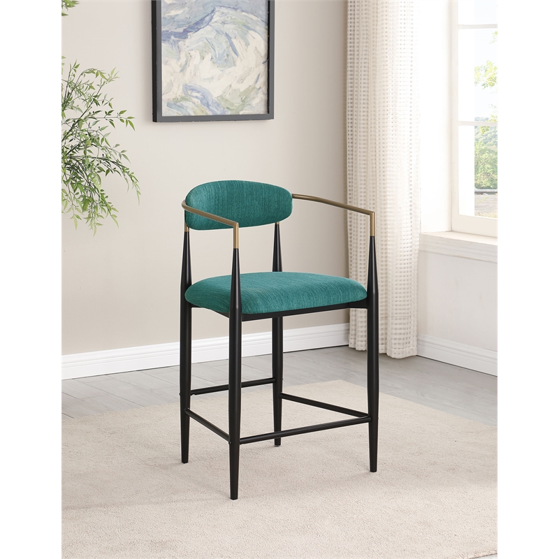 Pemberly Row Fabric Upholstered Counter Chair Set of 2 in Green