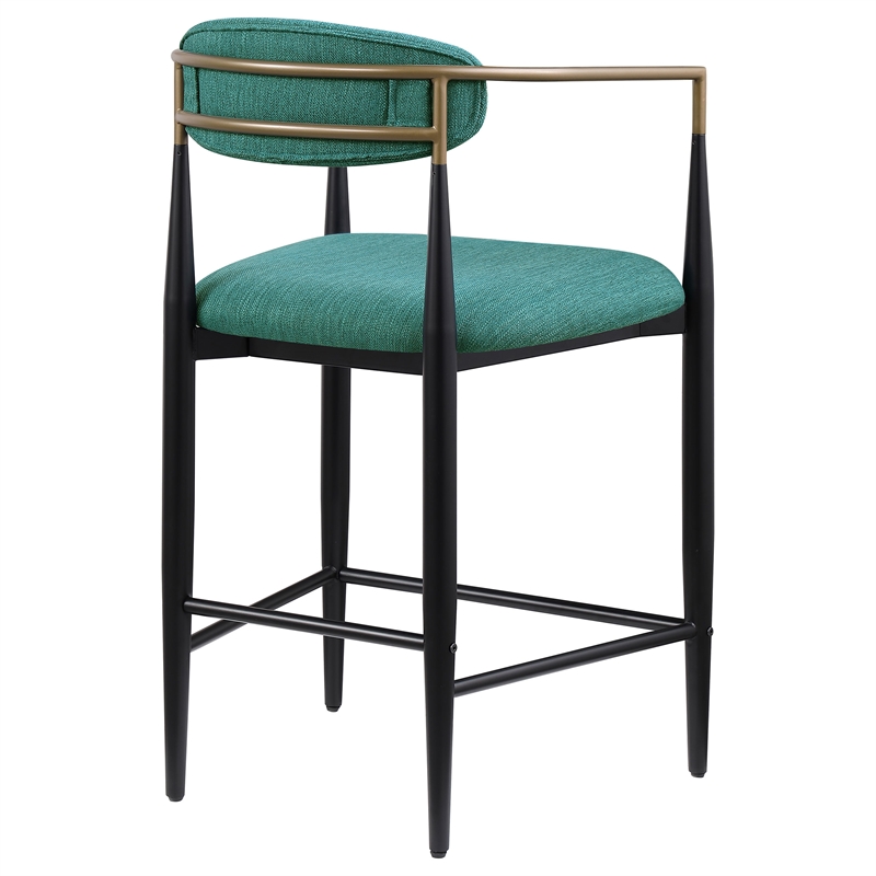 Pemberly Row Fabric Upholstered Counter Chair Set of 2 in Green