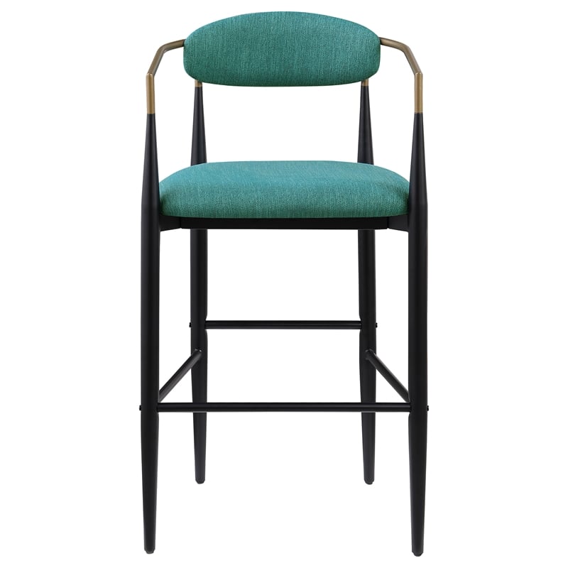 Pemberly Row Fabric Upholstered Bar Height Chair Set of 2 in Green