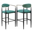 Pemberly Row Fabric Upholstered Bar Height Chair Set of 2 in Green
