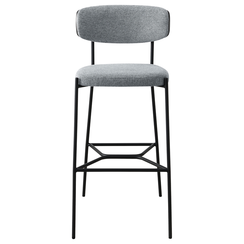Pemberly Row Upholstered Metal Pub Height Bar Stool Set of 2 in Grey