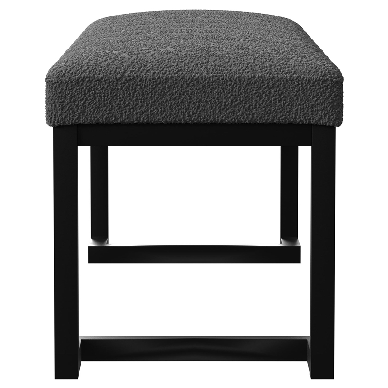 Pemberly Row Boucle Upholstered Tufted Accent Bench in Charcoal