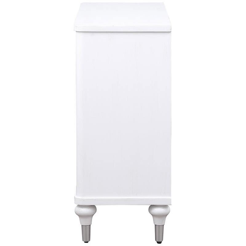 Pemberly Row 2-door Mandala Accent Cabinet in Distressed White
