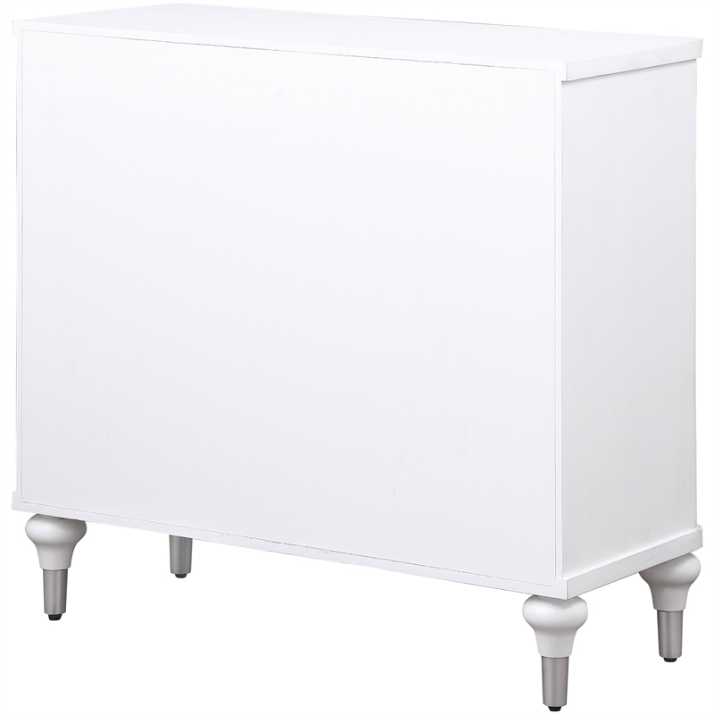 Pemberly Row 2-door Mandala Accent Cabinet in Distressed White