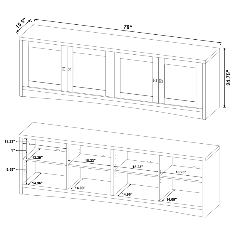 Pemberly Row 4-door Engineered Wood 78-inch TV Stand in White