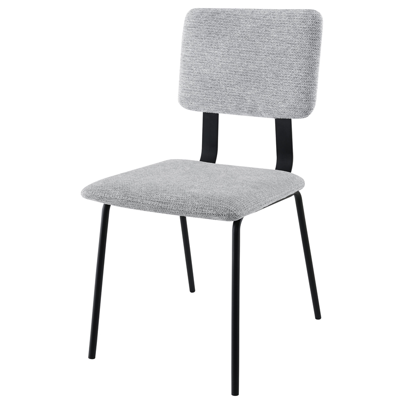 Pemberly Row Fabric Upholstered Dining Side Chair Set of 2 in Grey