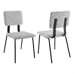 Pemberly Row Fabric Upholstered Dining Side Chair Set of 2 in Grey