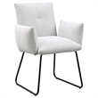Pemberly Row Upholstered Dining Arm Chair Set of 2 in Light Grey