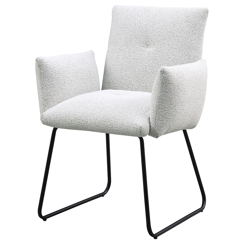 Pemberly Row Upholstered Dining Arm Chair Set of 2 in Light Grey