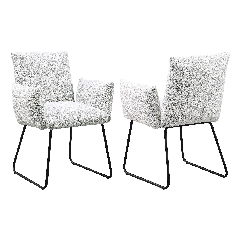 Pemberly Row Upholstered Dining Arm Chair Set of 2 in Light Grey