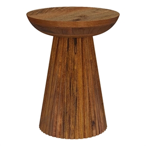 Pemberly Row Round Solid Mango Wood Accent Side Table in Wild Honey