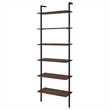 Pemberly Row 96-inch 6-shelf Wall Bookshelf with Metal Frame in Walnut
