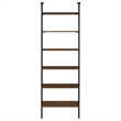 Pemberly Row 96-inch 6-shelf Wall Bookshelf with Metal Frame in Walnut