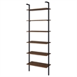 Pemberly Row 96-inch 6-shelf Wall Bookshelf with Metal Frame in Walnut