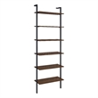 Pemberly Row 96-inch 6-shelf Wall Bookshelf with Metal Frame in Walnut