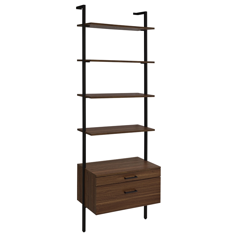 Pemberly Row 3-piece 96-inch Wall Mounted Bookshelf Set in Walnut