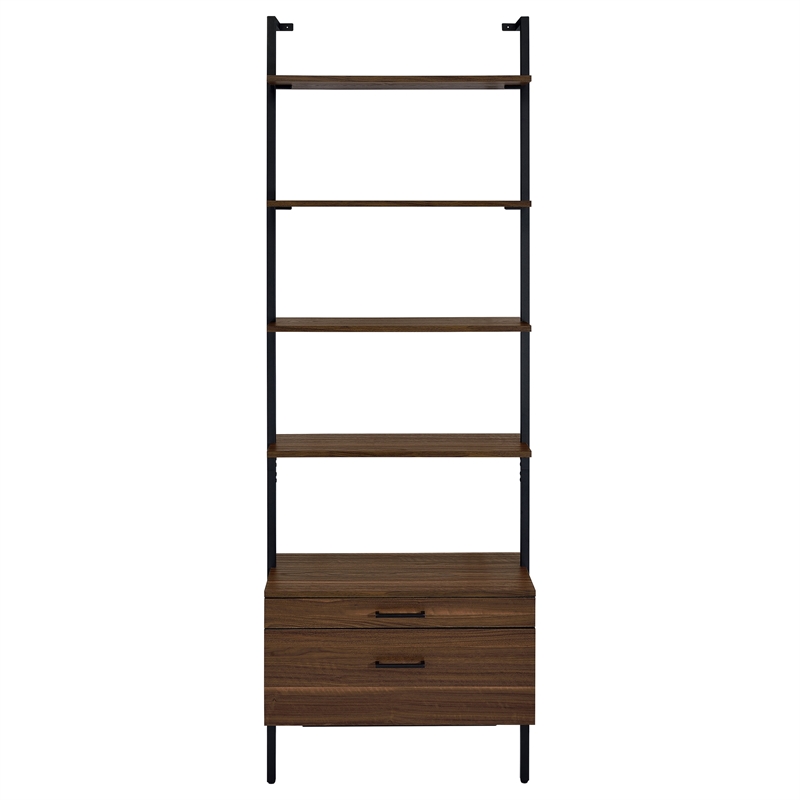 Pemberly Row 3-piece 96-inch Wall Mounted Bookshelf Set in Walnut