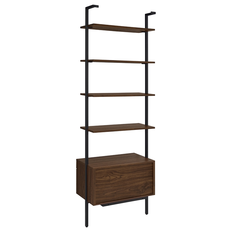 Pemberly Row 3-piece 96-inch Wall Mounted Bookshelf Set in Walnut