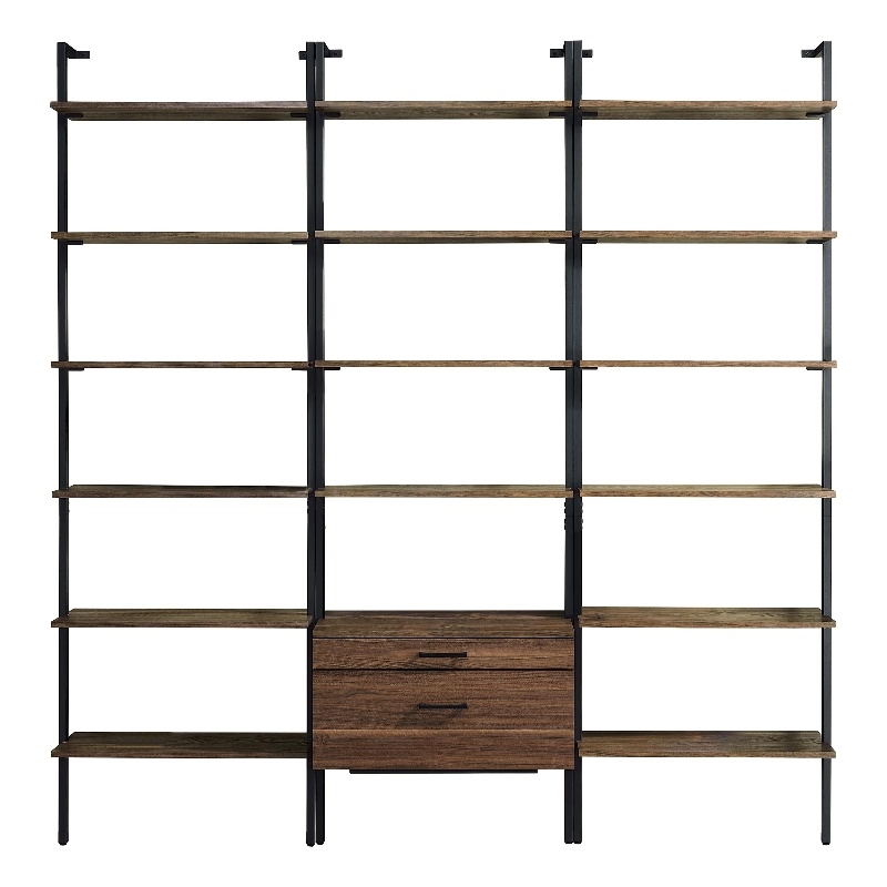 Pemberly Row 3-piece 96-inch Wall Mounted Bookshelf Set in Walnut