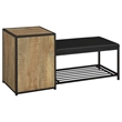 Pemberly Row Shoe Storage Entryway Bench with Cabinet in Brown and Black