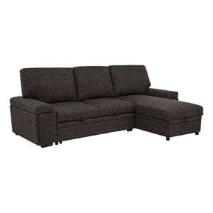 Pemberly Row Sleeper Sectional with Speaker and Storage Chaise in Brown