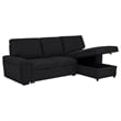 Pemberly Row Sleeper Sectional with Speaker and Storage Chaise in Black