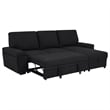 Pemberly Row Sleeper Sectional with Speaker and Storage Chaise in Black
