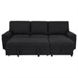 Pemberly Row Sleeper Sectional with Speaker and Storage Chaise in Black