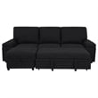 Pemberly Row Sleeper Sectional with Speaker and Storage Chaise in Black