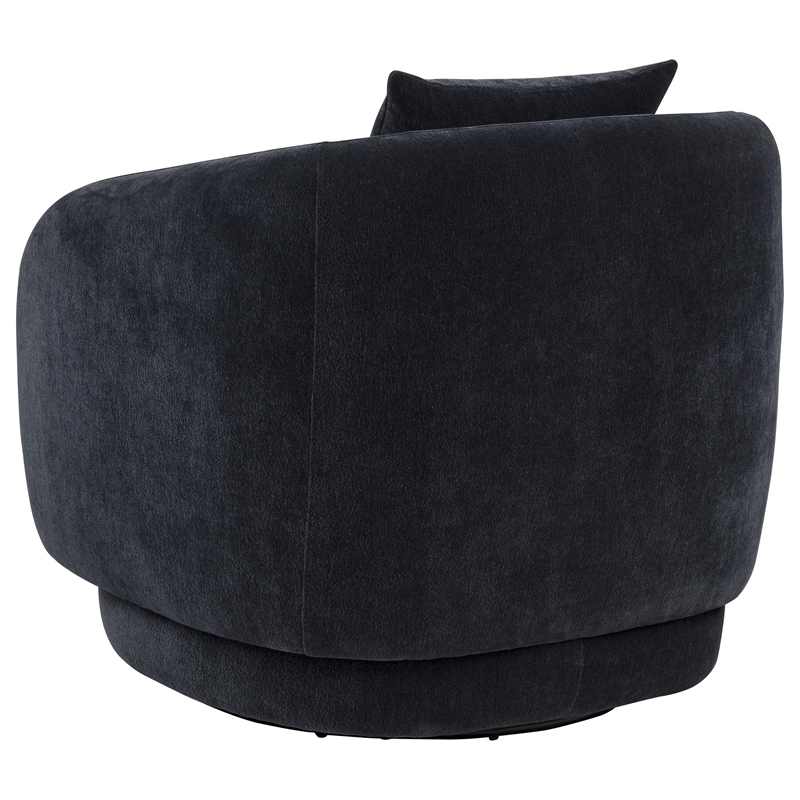 Pemberly Row Chenille Upholstered Swivel Accent Chair in Navy