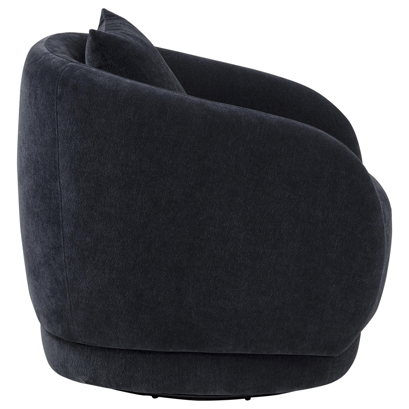 Pemberly Row Chenille Upholstered Swivel Accent Chair in Navy
