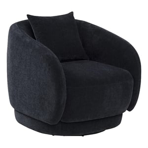 Pemberly Row Chenille Upholstered Swivel Accent Chair in Navy