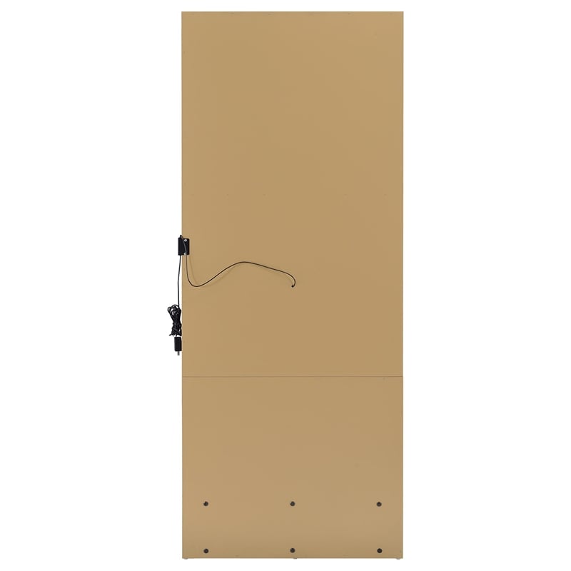 Pemberly Row 1-Drawer Lighted Full-Length Floor Glass Mirror in Brown