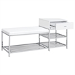 Pemberly Row 1-Drawer Shoe Storage Bench in White High Gloss and Chrome