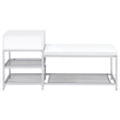 Pemberly Row 1-Drawer Shoe Storage Bench in White High Gloss and Chrome