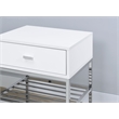 Pemberly Row 1-Drawer Shoe Storage Bench in White High Gloss and Chrome