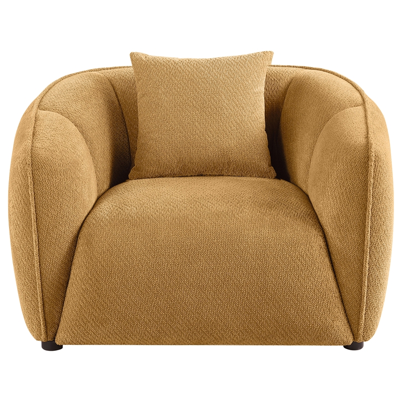 Pemberly Row Contemporary Fabric Upholstered Accent Chair in Mustard Yellow