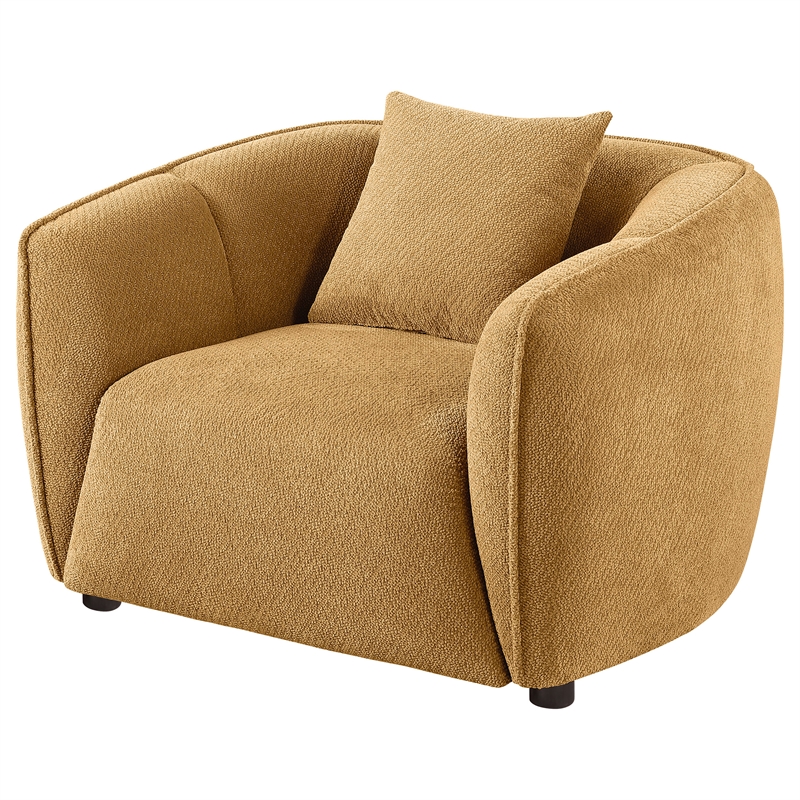 Pemberly Row Contemporary Fabric Upholstered Accent Chair in Mustard Yellow