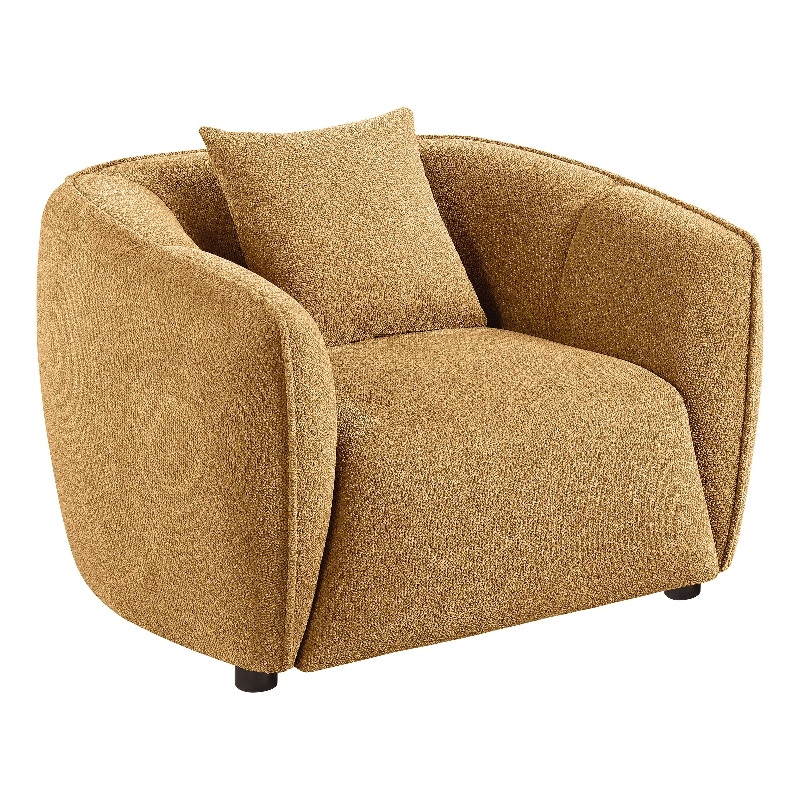 Pemberly Row Contemporary Fabric Upholstered Accent Chair in Mustard Yellow