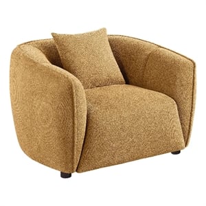 Pemberly Row Contemporary Fabric Upholstered Accent Chair in Mustard Yellow
