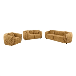 Pemberly Row 3-Piece Fabric Upholstered Sofa Set in Mustard Yellow
