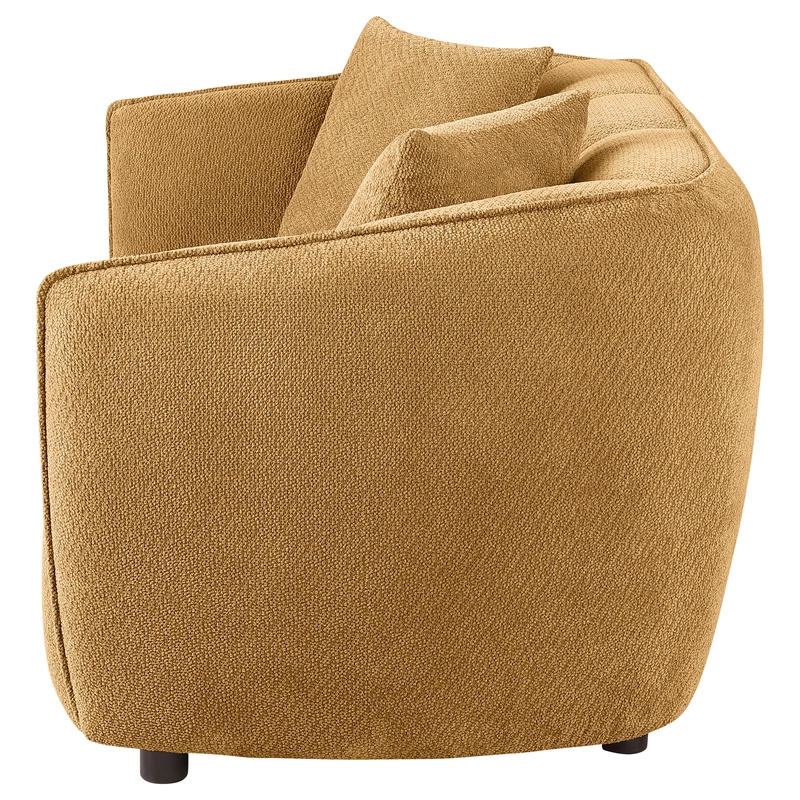 Pemberly Row Contemporary Fabric Upholstered Loveseat in Mustard Yellow