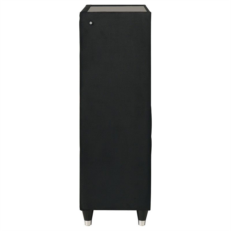 Pemberly Row 5-Drawer Velvet Upholstered LED Chest of Drawers in Black