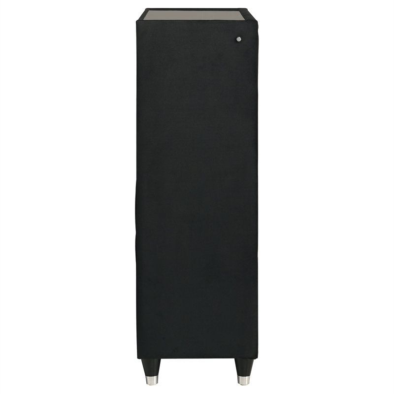 Pemberly Row 5-Drawer Velvet Upholstered LED Chest of Drawers in Black